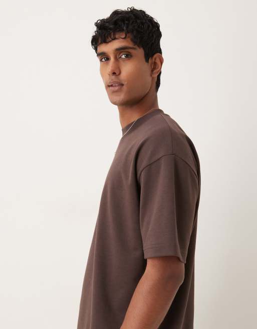 ASOS DESIGN heavyweight oversized t-shirt in brown soft touch, 4 of 5