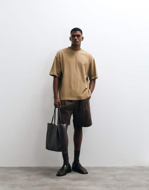 ASOS DESIGN heavyweight oversized t-shirt in brown, 2 of 5