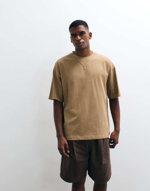 ASOS DESIGN heavyweight oversized t-shirt in brown, 3 of 5