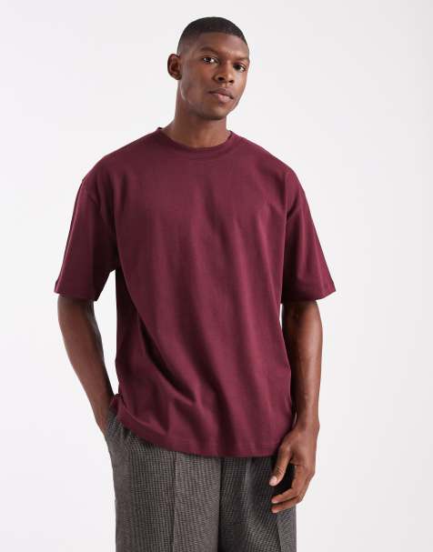 ASOS DESIGN heavyweight oversized t-shirt in burgundy - view 1