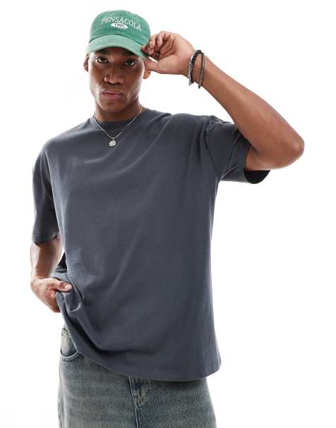 ASOS DESIGN heavyweight oversized t-shirt in charcoal