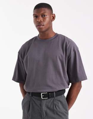 Asos Design Heavyweight Oversized T-shirt In Gray