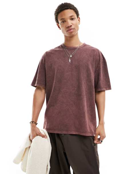 ASOS DESIGN heavyweight oversized T-shirt in dark brown wash - view 1