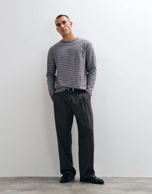 ASOS DESIGN heavyweight oversized t-shirt in gray stripes, 3 of 5