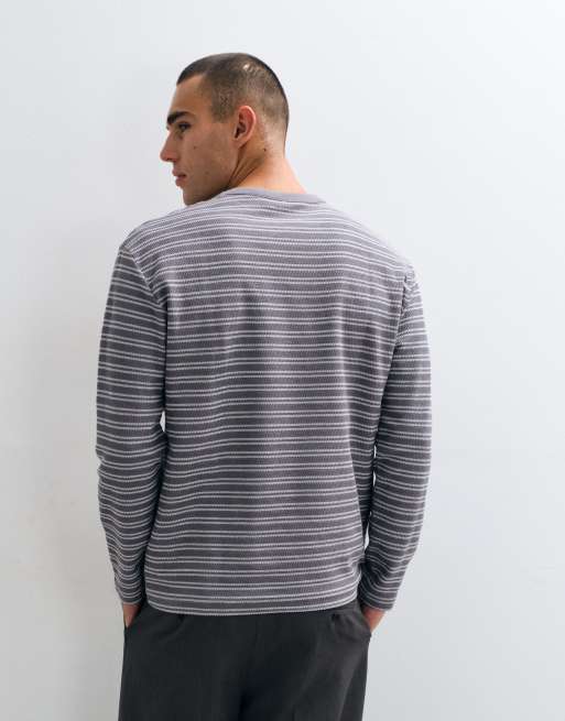ASOS DESIGN heavyweight oversized t-shirt in gray stripes, 4 of 5