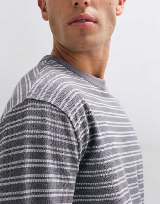 ASOS DESIGN heavyweight oversized t-shirt in grey stripe, 2 of 5
