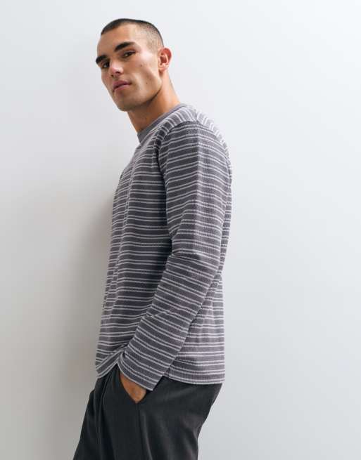 ASOS DESIGN heavyweight oversized t-shirt in grey stripe, 5 of 5