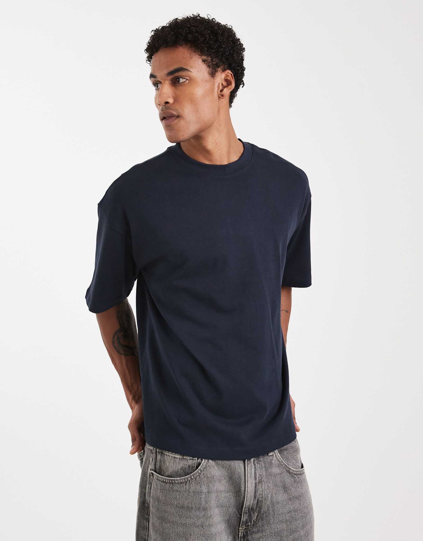 Футболка ASOS DESIGN heavyweight oversize темно-синего цвета