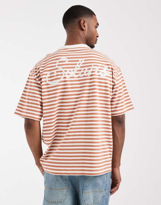 ASOS DESIGN heavyweight oversized t-shirt in orange stripe, 2 of 5