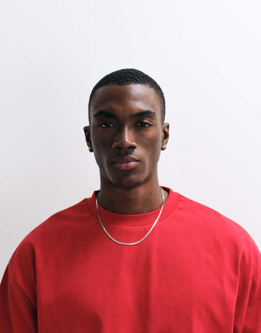ASOS DESIGN heavyweight oversized t-shirt in red, 3 of 5