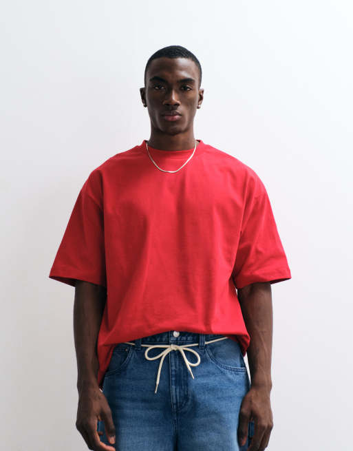 ASOS DESIGN heavyweight oversized t-shirt in red, 5 of 5