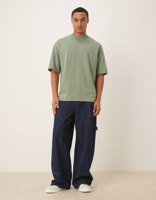 ASOS DESIGN heavyweight oversized t-shirt in sage soft touch, 2 of 5
