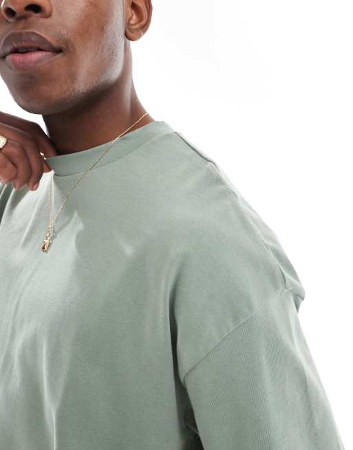 ASOS DESIGN heavyweight oversized t-shirt in sage , 3 of 4