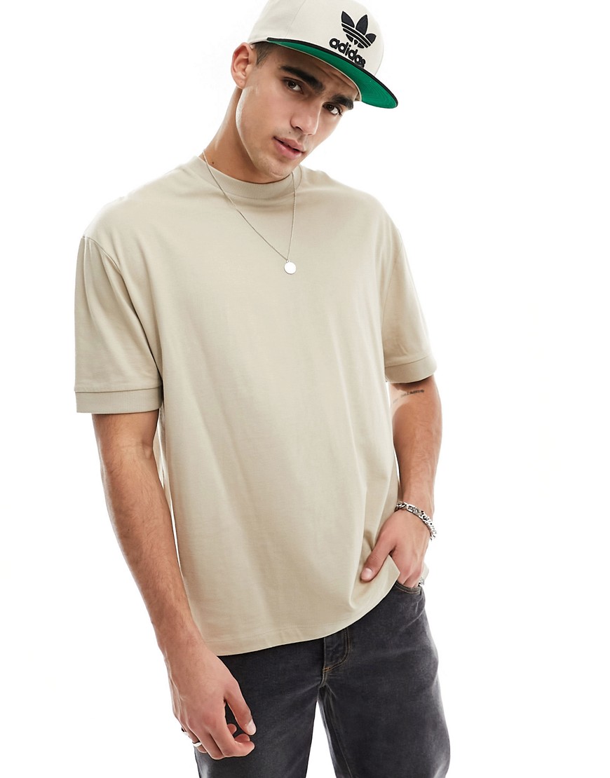 ASOS DESIGN heavyweight oversized t-shirt in taupe-Brown