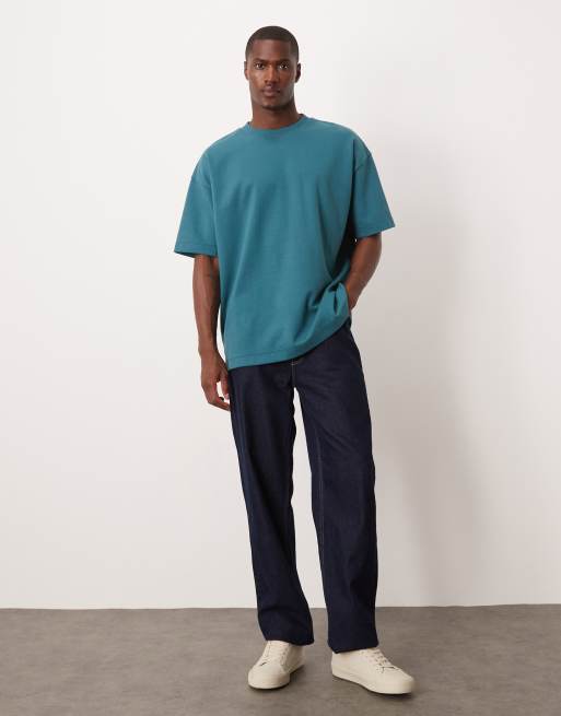 ASOS DESIGN heavyweight oversized t-shirt in turquoise soft touch, 2 of 5