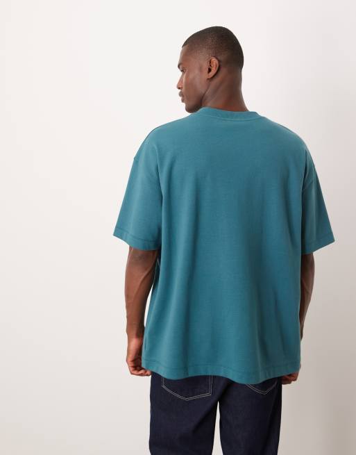 ASOS DESIGN heavyweight oversized t-shirt in turquoise soft touch, 3 of 5
