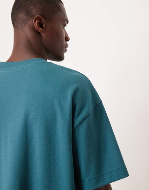 ASOS DESIGN heavyweight oversized t-shirt in turquoise soft touch, 4 of 5