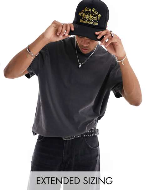 ASOS DESIGN heavyweight oversized t-shirt in washed black - view 1