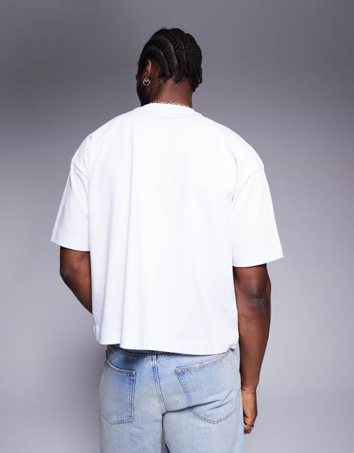 ASOS DESIGN heavyweight oversized t-shirt in white with embroidery detail, 3 of 4