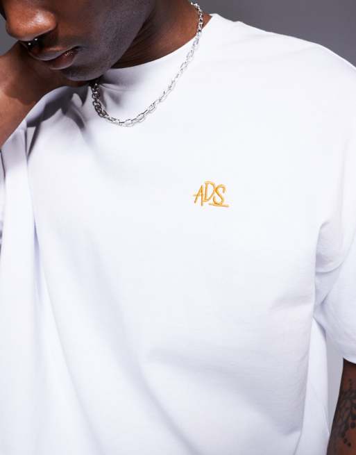 ASOS DESIGN heavyweight oversized t-shirt in white with embroidery detail, 4 of 4