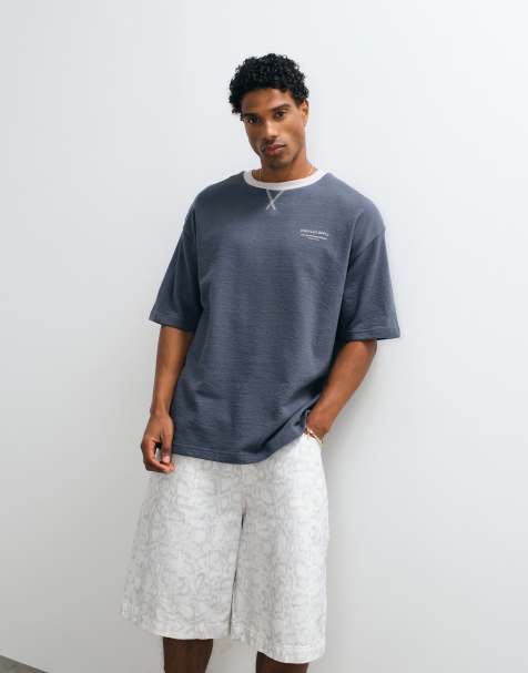 ASOS DESIGN heavyweight oversized T-shirt met hoog opbouwend tekstmotief in antracietkleurige crêpestof - view 1