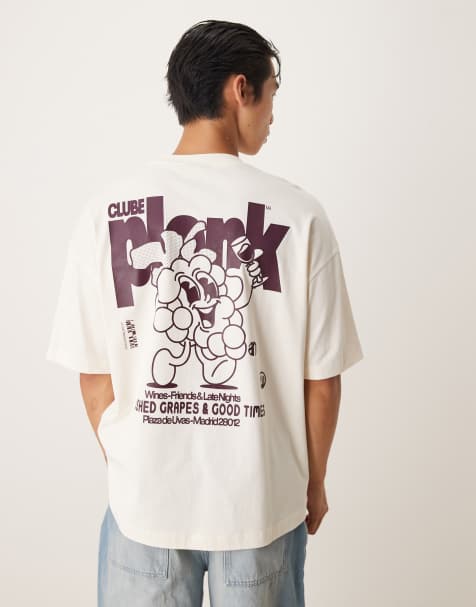 ASOS DESIGN heavyweight oversized t-shirt with cartoon fruit print in off white - view 1