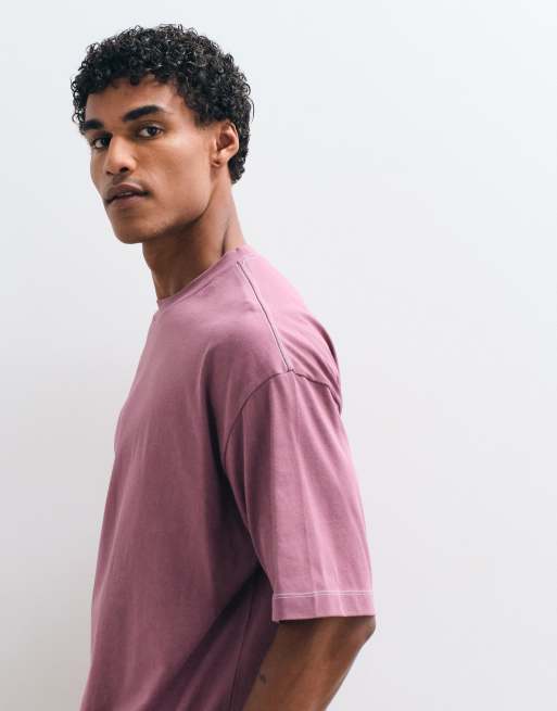 ASOS DESIGN heavyweight oversized t-shirt with celestial spine print in washed pink , 5 of 5