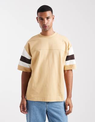 Asos Design Heavyweight Oversized T-shirt With Contrast Panels In Yellow
