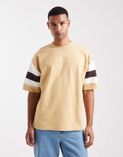 ASOS DESIGN heavyweight oversized T-shirt with contrast panels in yellow - view 1