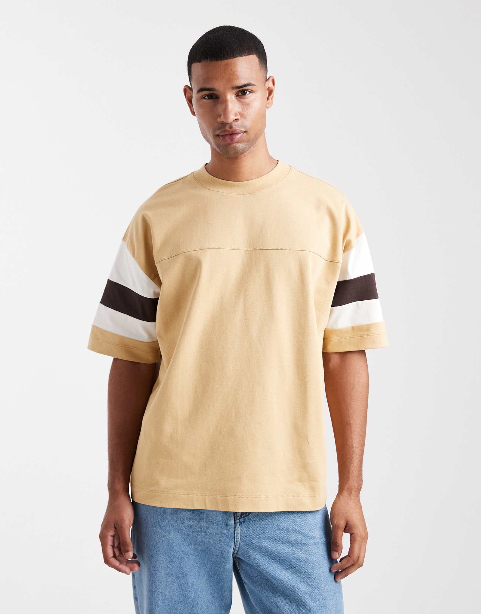 Футболка ASOS DESIGN heavyweight oversize с контрастными вставками желтого цвета