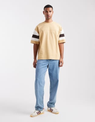 Asos Design Heavyweight Oversized T-shirt With Contrast Panels In Yellow