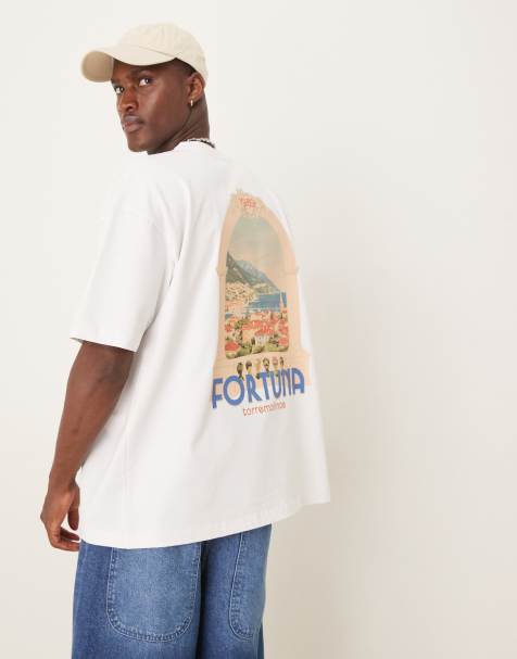 ASOS DESIGN heavyweight oversized t-shirt with destination back print in white - view 1