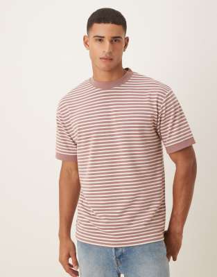 Asos Design Heavyweight Oversized T-shirt With Dropped Shoulder In Pink