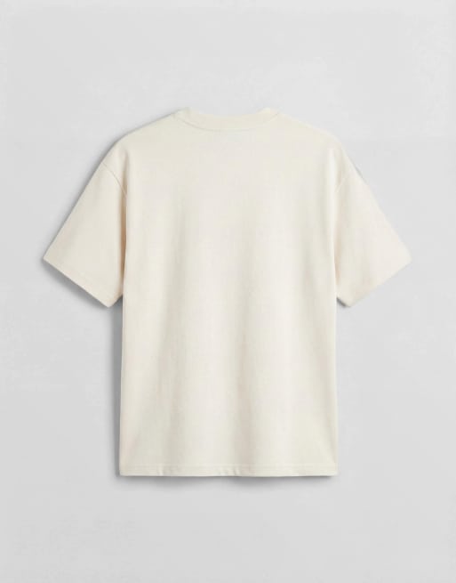 ASOS DESIGN heavyweight oversized t-shirt with embroidered text in off white, 7 of 9
