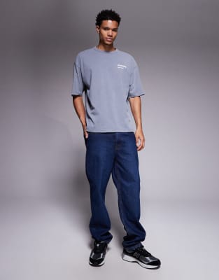 Asos Design Heavyweight Oversized T-shirt With Food & Drink Graphic In Gray