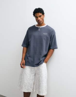 Asos Design Heavyweight Oversized T-shirt With High Build Text In Gray