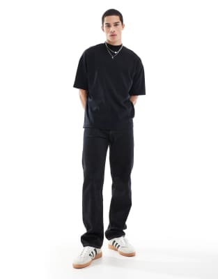 ASOS DESIGN heavyweight oversized high neck T-shirt in black 