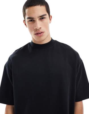 ASOS DESIGN heavyweight oversized high neck T-shirt in black 