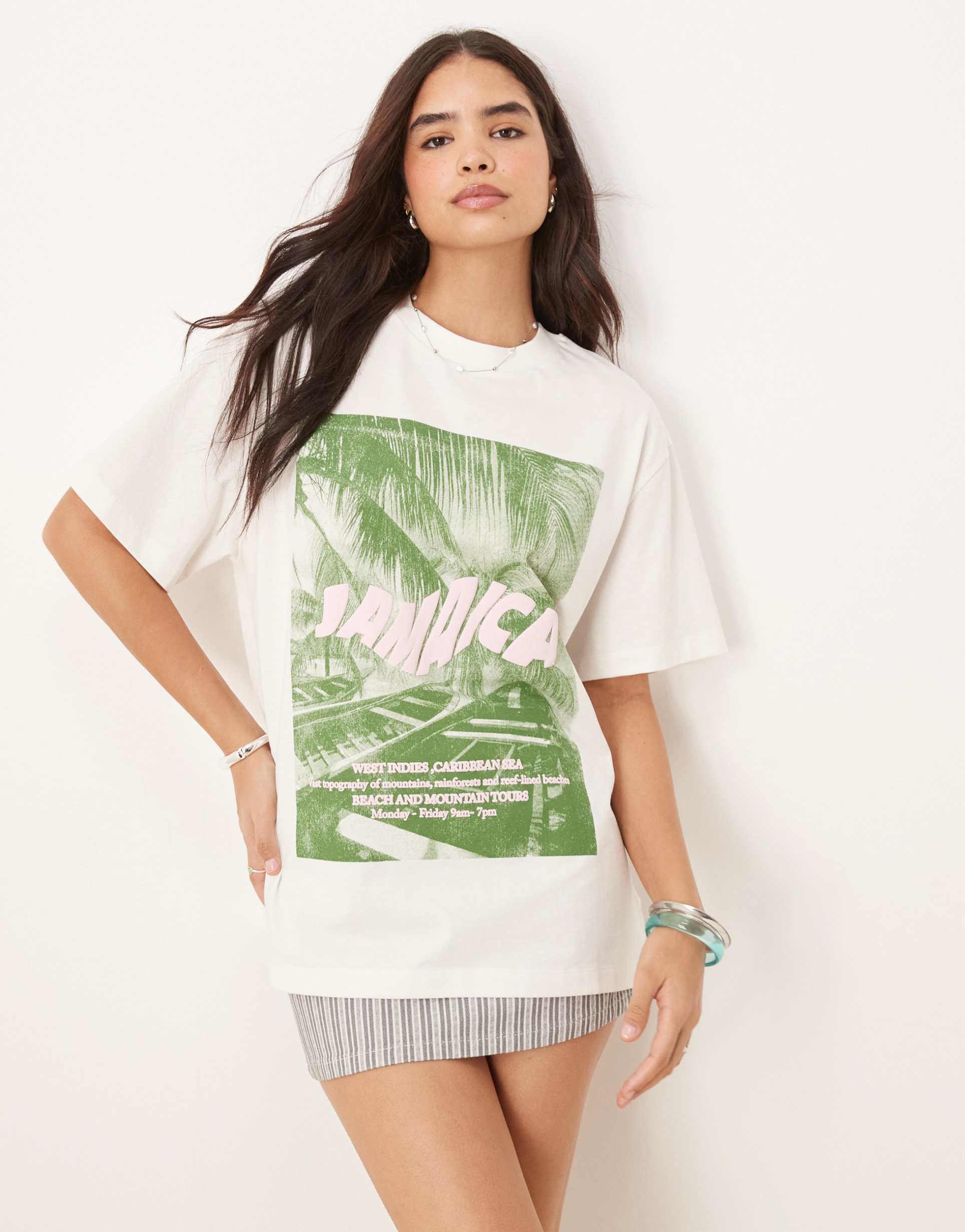 asos design heavyweight oversized t-shirt with jamaica location graphic in cream