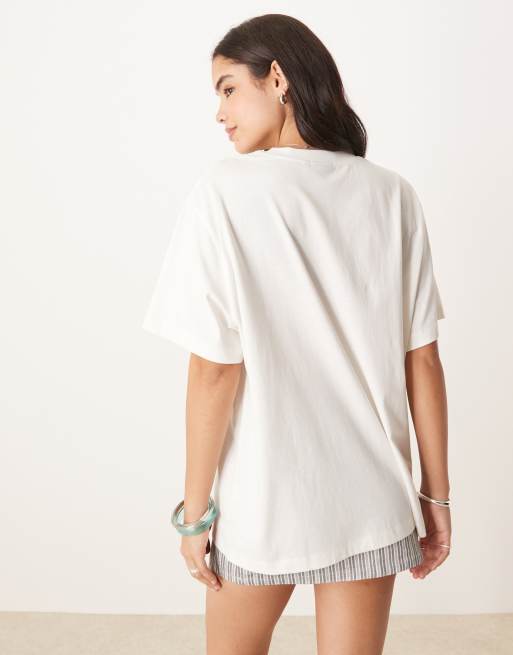 ASOS DESIGN heavyweight oversized t-shirt with Jamaica location graphic in cream