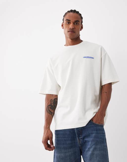 ASOS DESIGN heavyweight oversized t-shirt with puff print resort graphic in white, 5 of 5