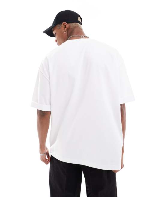 ASOS DESIGN heavyweight oversized  t-shirt with roll sleeve in white , 4 of 4