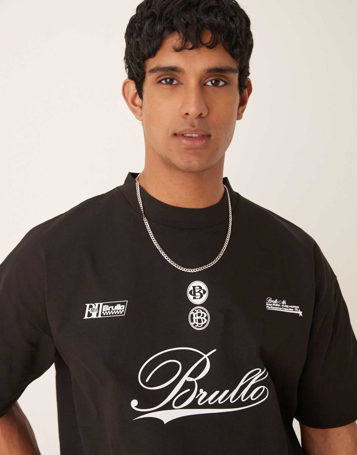 ASOS DESIGN heavyweight oversized t-shirt with script print in black