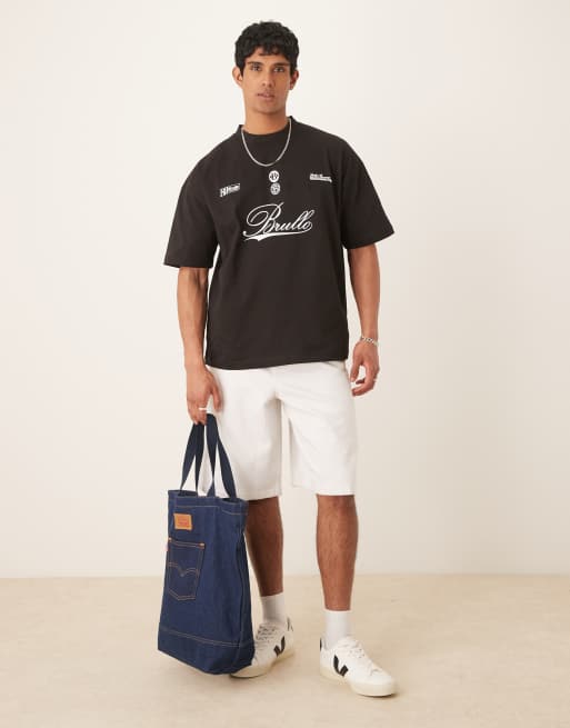 ASOS DESIGN heavyweight oversized t-shirt with script print in black, 3 of 4