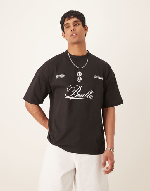 ASOS DESIGN heavyweight oversized t-shirt with script print in black, 4 of 4