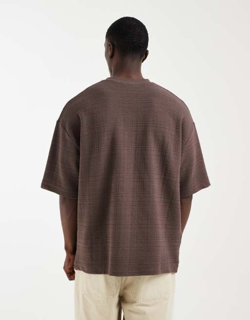 ASOS DESIGN heavyweight oversized T-shirt with soccer graphic in brown textured fabric, 5 of 5