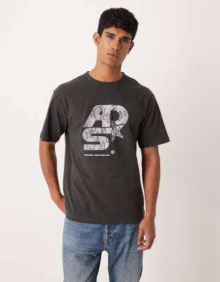 Asos Design Heavyweight Oversized T-shirt With Street Graphic In Gray
