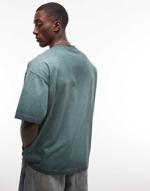 ASOS DESIGN heavyweight oversized t-shirt with street graphics in green wash, 5 of 5