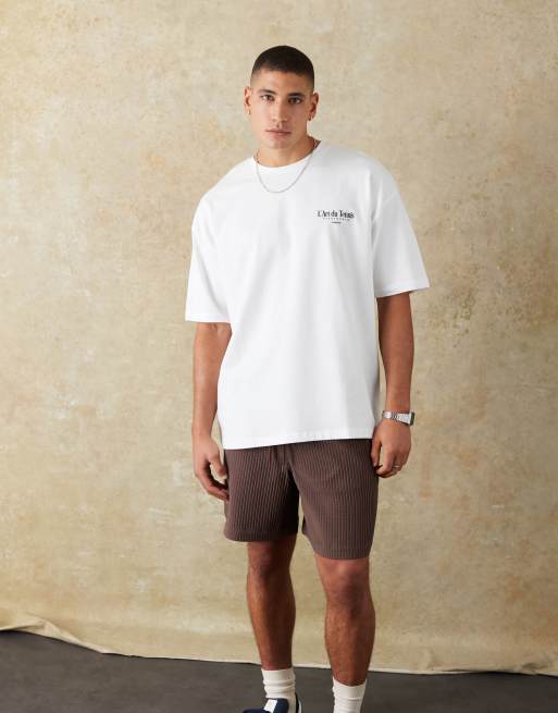 ASOS DESIGN heavyweight oversized t-shirt with summer graphic in white , 3 of 5