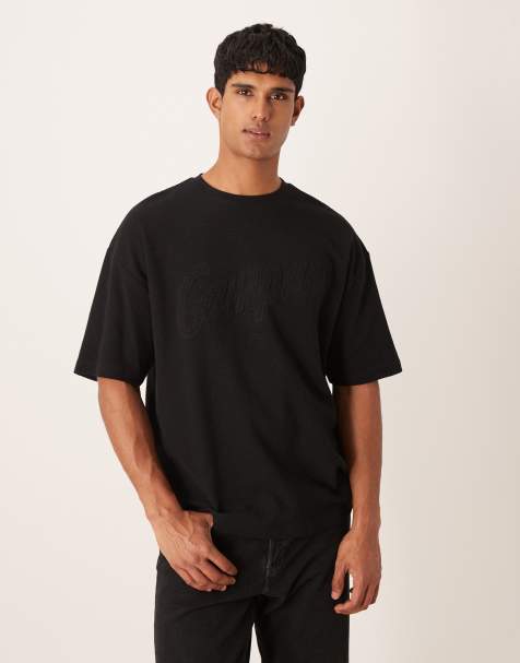 ASOS DESIGN heavyweight oversized t-shirt with text applique in waffle - view 1